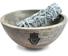 Ancient Wisdom Ritualinė Dubuo - Hamsa Senovinė Išmintis 14x7 cm Mango Medis