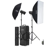 Apšvietimo Įranga - Godox QT400IIIM C Duo Studijos Rinkinys 2X 400W Blykstės Įrenginiai, LED Modeliavimo Lempa