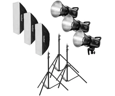 Apšvietimo Įranga - Godox SL60IID Trio Rinkinys, 3 LED Vaizdo Šviesos, Belaidžiu Valdymu, Juoda
