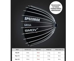 Apšvietimo įranga - SMDV Speedbox Mega 90 Deep Softbox 90cm Bowens Mount Baltas