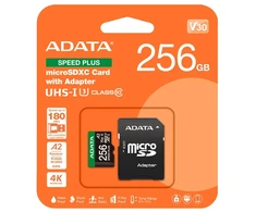 Atminties Kortelė - ADATA Speed Plus 256 GB Micro SDXC 180 MB/s Skaitymas, 160 MB/s Rašymas