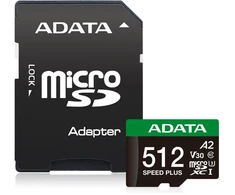 Atminties Kortelė - ADATA Speed Plus 512 GB Micro SDXC 180 MB/s Skaitymas, 160 MB/s Rašymas