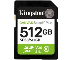 Atminties Kortelė - Kingston 512GB SDXC Canvas Select Plus Gen3 150MB/s UHS-I U3 V30