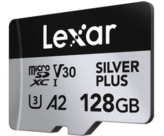 Atminties kortelė - Lexar High-Performance Sidabrinis Plus Micro SDXC 128GB 205 MB/s, Atsparus Vandeniui