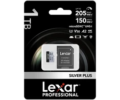Atminties Kortelė - Lexar High-Performance Sidabrinis Plus Micro SDXC 1TB + Adapteris, 205 MB/s Skaitymas, 150 MB/s Rašymas