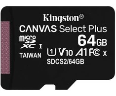 Atminties kortelė Kingston Canvas Select Plus MicroSDXC, 64 GB, su SD adapteriu