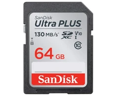 Atminties kortelė - SanDisk Ultra Plus 64GB, UHS-I, 130MB/s, Class 10, V10