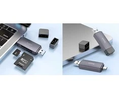 Atminties kortelių skaitytuvas Hoco HB45 USB-C/USB-A 2-in-1 USB3.0 pilkas