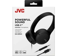 JVC, HA-S33UC-BU, juodos sp. dinaminės ausinės, mikrofonas