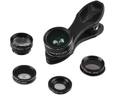 Ausinės Telefono Objektyvas - Apexel APL-DG5H 5-in-1 Rinkinys su Makro, Platus, Telefoto, Fish Eye, CPL