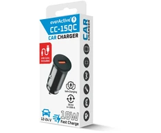 Automobilinis Įkroviklis - everActive CC-15QC 18W su USB-C Kabeliu LED, Juoda