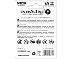 Baterija - everActive R20/D Ni-MH 5500 mAh Įkraunama 2 vnt.