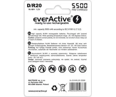 Baterija - everActive R20/D Ni-MH 5500 mAh Įkraunama 2 vnt.