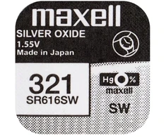 Baterija – Maxell 321 SR616SW Sidabro Oksido 1,65 mm × 6,8 mm Laikrodžio Baterija, 1 vnt.