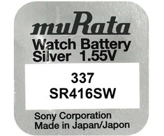Baterija - Murata 337 (SR416SW) 1.55V Sidabro Oksido Laikrodžio Baterija 10 vnt.