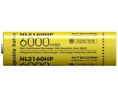 Nitecore NL2160HP įkraunamas 21700 Li-ion akumuliatorius – 6000 mAh, nuolatinė 20 A iškrova, apsaugotas, atsparus vandeniui (IPX6)