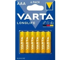 Baterijos – Varta Longlife AAA LR03 1,5 V šarminės, 6 vnt.