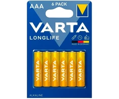Baterijos – Varta Longlife AAA LR03 1,5 V šarminės, 6 vnt.