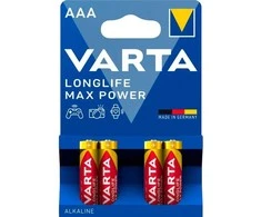 Baterijos - Varta Longlife Max Power AAA LR03 1,5 V Šarminės 4 vnt.