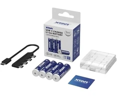 Baterijos – XTAR R6/AA 1,5 V ličio jonų 3 000 mAh × 4 vnt., USB-C dėžutė