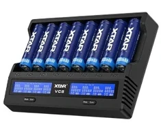 Baterijų Įkroviklis - XTAR VC8 Išmanusis Įkroviklis 1-8 Li-ion/Ni-MH Elementams USB-C