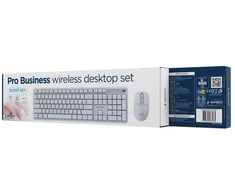Klaviatūra Gembird KBS-WMS-01-W-CYRL Silent key Pro Business wireless desktop set, baltas, RU išdėstymas