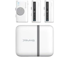 Belaidis Mikrofonas - 7Ryms DW10 Dviejų Kanalų Imtuvas ir Siųstuvai USB-C + 3.5mm Baltas