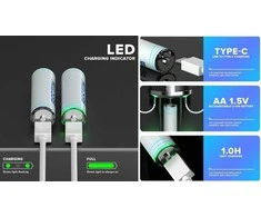 Beston Baterijos AA įkraunamos su USB-C lizdu, 1460mAh, Li-Ion (4 vnt.)