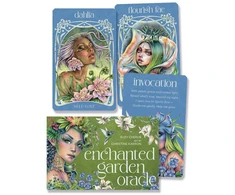 KNYGA Blue Angel Mėlyna Angel Orakulo kortų kaladė - Mėlyna Angel Enchanted Garden 44 kortų rinkinys