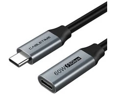 Cabletime Kabelis ilgintuvas USB 3.0 Type-C (M) - USB Type-C (F), 5Gbps, 60W, 4K/60Hz, 0.5m