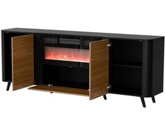 Cama Meble Komoda - Cama Volare 200 cm Juoda/Ąžuolas su Elektriniu Židiniu