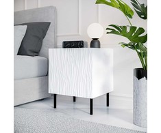 Cama Meble Naktinis Staliukas - Jungle 53.5x40.5x44 Balta Matinė + Juodos Kojelės