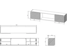 Laikiklis Cama Meble Televizoriaus Spintelė - Cama Lara 183x35x37 Juoda Matinė Su Židiniu