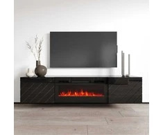 Laikiklis Cama Meble Televizoriaus Spintelė - RTV Luxe 182,6x34,5x37,5 Juodas Blizgus