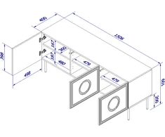 Laikiklis Cama Meble TV Spintelė - Palazzo 150x42x60, Juodasis Ąžuolas