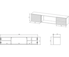 Laikiklis Cama Meble Televizorius - Smeg Cama RTV Spintelė 183x35x37 Balta Matinė + Juodas Židinys