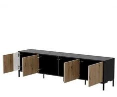 Laikiklis Cama Meble TV spintelė - MERCI Cama 200x40x54cm Stumti, kad atidarytum Juoda/Ąžuolas