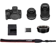 Canon EOS R100 + RF-S 18-45mm + RF-S 55-210mm + Mount Adapteris EF-EOS R