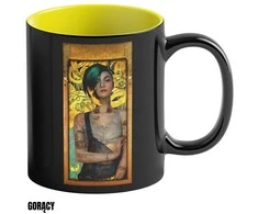 Cenega Heat Reveal Mug Good Loot Cyberpunk 2077 Game Art Chronicles - Judy &amp; Gustav Klimt 450 ml Juodas, Geltona