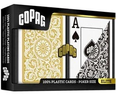 Copag 1546 Elite Poker Size - Jumbo Index Žaidimų Kortos Dviguba Kaladė (Auksinės Ir Juodos)