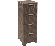 Daiktadėžė su stalčiais - CURVER Rattan 209906, 4 × 14 l, tamsiai ruda