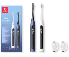 Dantų šepetėlis Elektrinis Šepetėlis - Oclean X Lite Duo Rinkinys, 5 Režimai, 40 Dienų Baterijos Veikimas, Tamsiai Mėlyna & Pilka