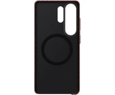 Dėklas - Samsung Galaxy S26 Ultra Anglies Pluošto Magnetinė Uždanga, Koralo Raudona