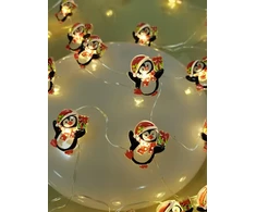 Dekoratyvinė LED Šviesa - Lampki Pingvinas BAT Modee 0.9m 10LED Šiltai Balti Pingvinai