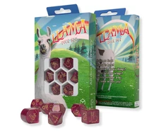 Kauliukų Rinkinys - Q-WORKSHOP Llama Kauliukų 7 Kauliukai Plastikas Auksiniai Įrašai Avietinė