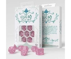 Q-workshop Elvish Žvilgančios Rožinės Ir Baltos Spalvos Kauliukų Rinkinys