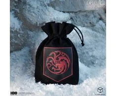 Q Workshop Game of Thrones Targaryenų kauliukų maišelis – medvilninis, juodas su drakonu