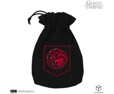 Q Workshop Game of Thrones Targaryenų kauliukų maišelis – medvilninis, juodas su drakonu