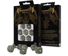 Q Workshop Žaidimų Kauliukų Rinkinys - Dracopolis Scandinavian Blackfang 7 Kauliukai Smėlio Spalvos