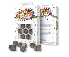 Dėlionė Žaidimų Kauliukų Rinkinys - Confetti Q-WORKSHOP Su Gimtadieniu 7 Kauliukai Plastikiniai Pilki Auksiniai